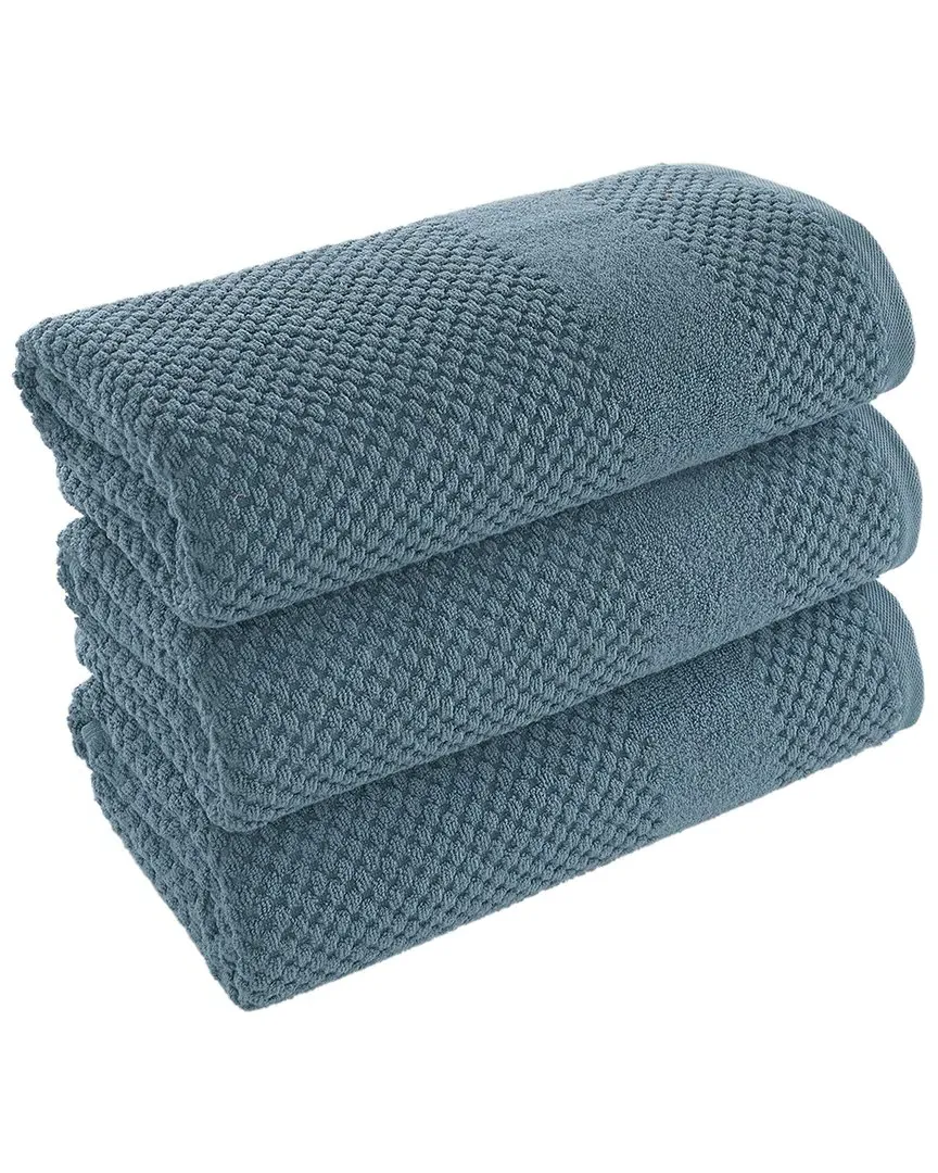 Antimicrobial Honeycomb Bath Towel Pack of 3 - Ocean, Cotton