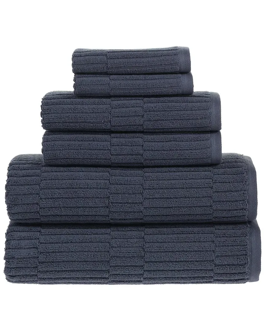 Antimicrobial Oxford 6Pc Towel Set - Pale Midnight, Turkish Cotton