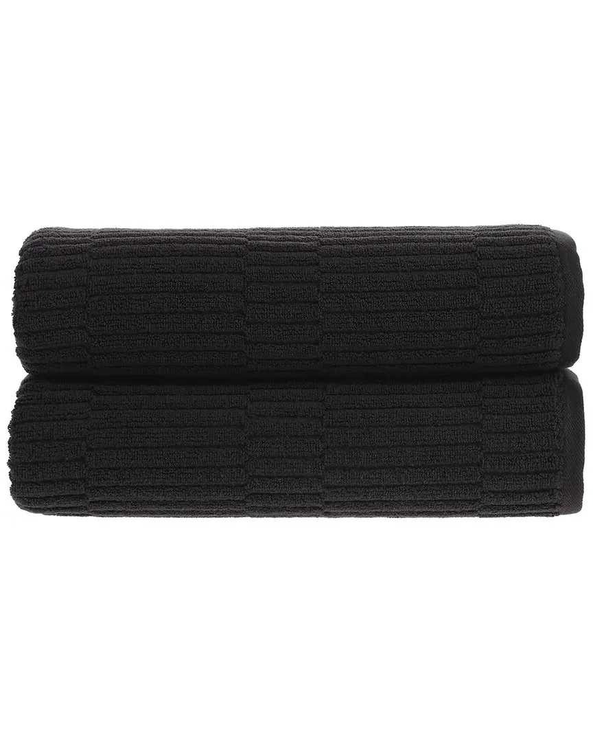 Antimicrobial Oxford Bath Sheet Pack of 2 - Black, Turkish Cotton