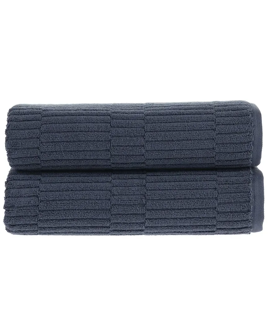 Antimicrobial Oxford Bath Sheet Pack of 2 - Pale Midnight, Turkish Cotton