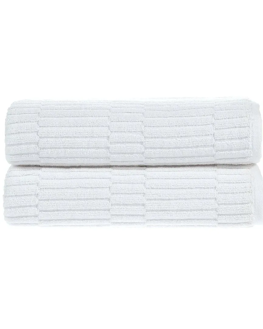 Antimicrobial Oxford Bath Sheet Pack of 2 - White, Turkish Cotton