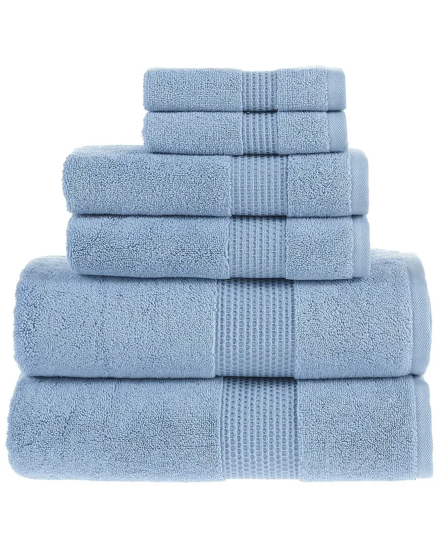 Antimicrobial Rhapsody Royale 6Pc Towel Set - Blue, Turkish Cotton