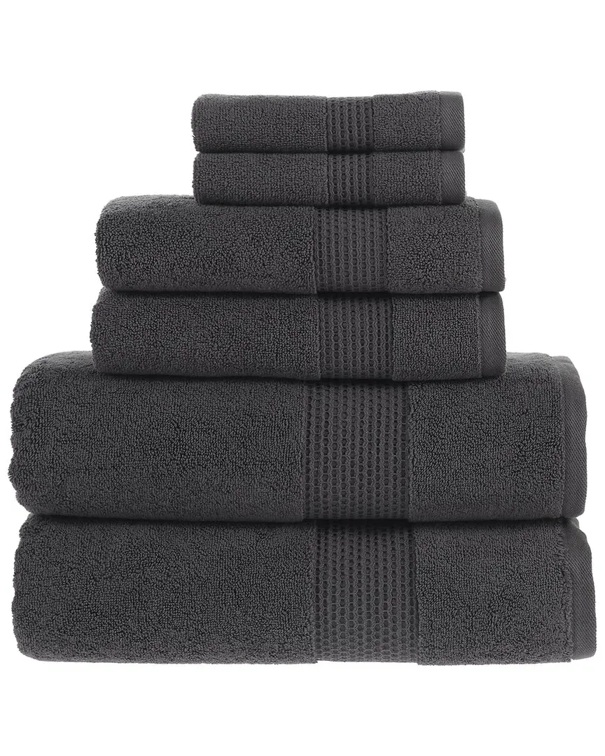 Antimicrobial Rhapsody Royale 6Pc Towel Set - Charcoal, Turkish Cotton