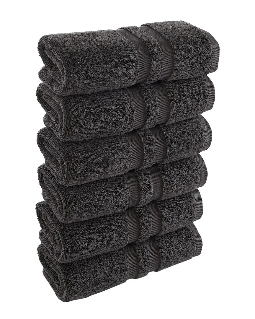 Irvington Antimicrobial Hand Towel Pack of 6 - Charcoal, Cotton