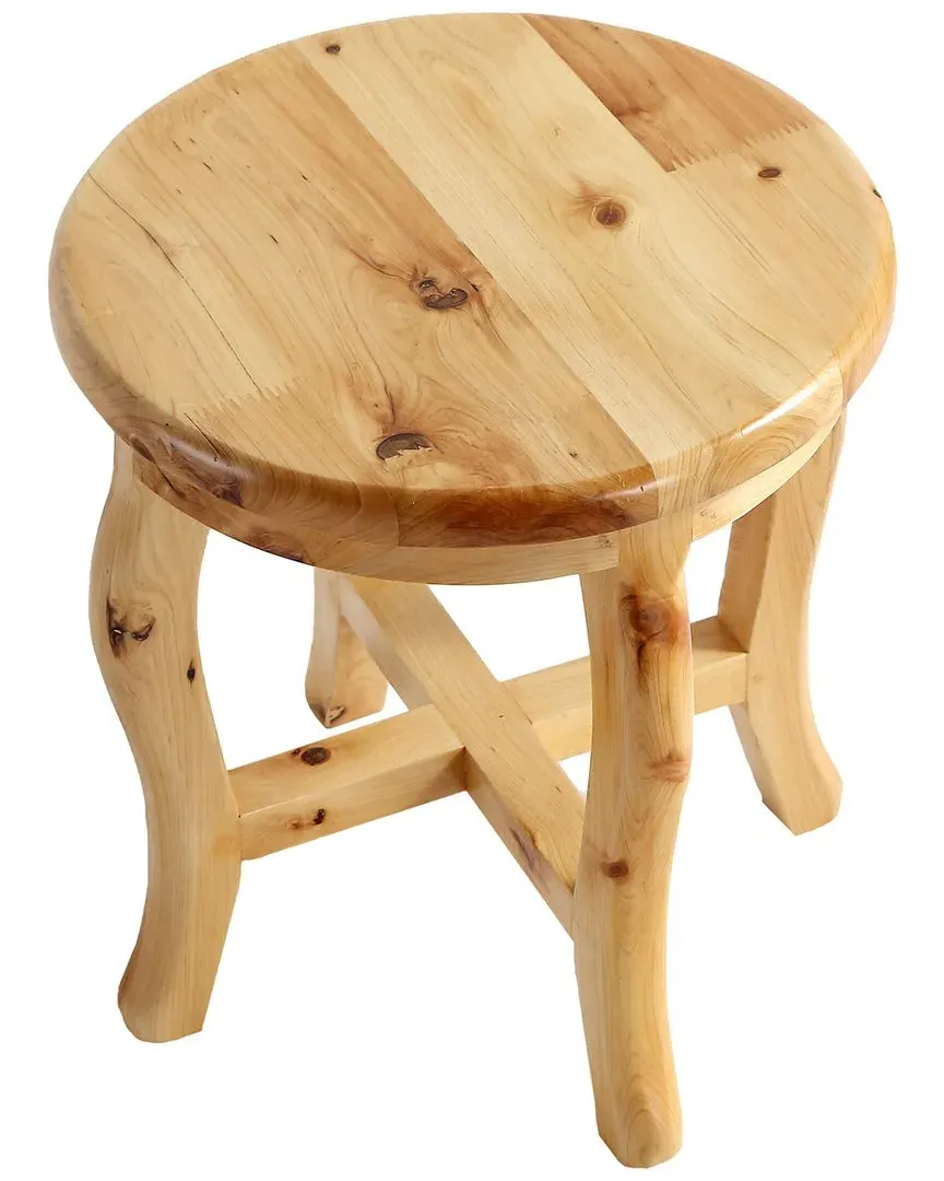 Round Bathroom Stool - Natural, Cedar Wood image