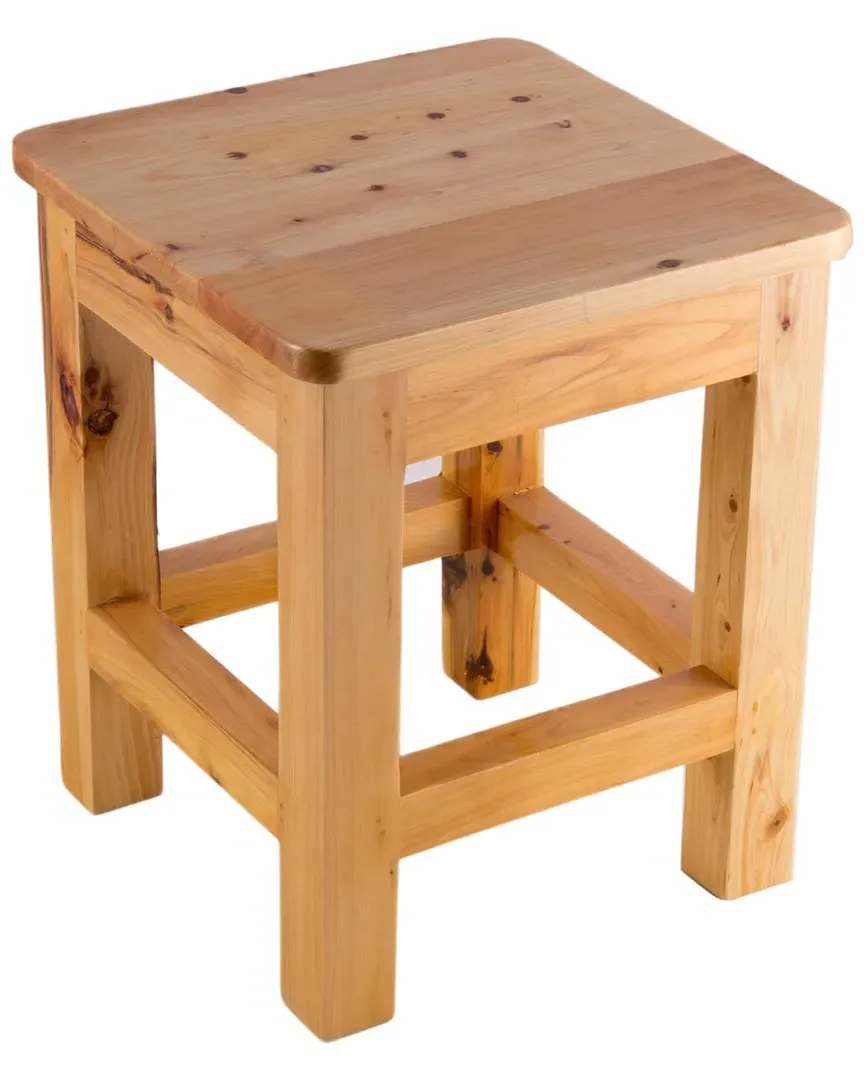 Square Wooden Bench Stool - Natural Wood, Cedar image