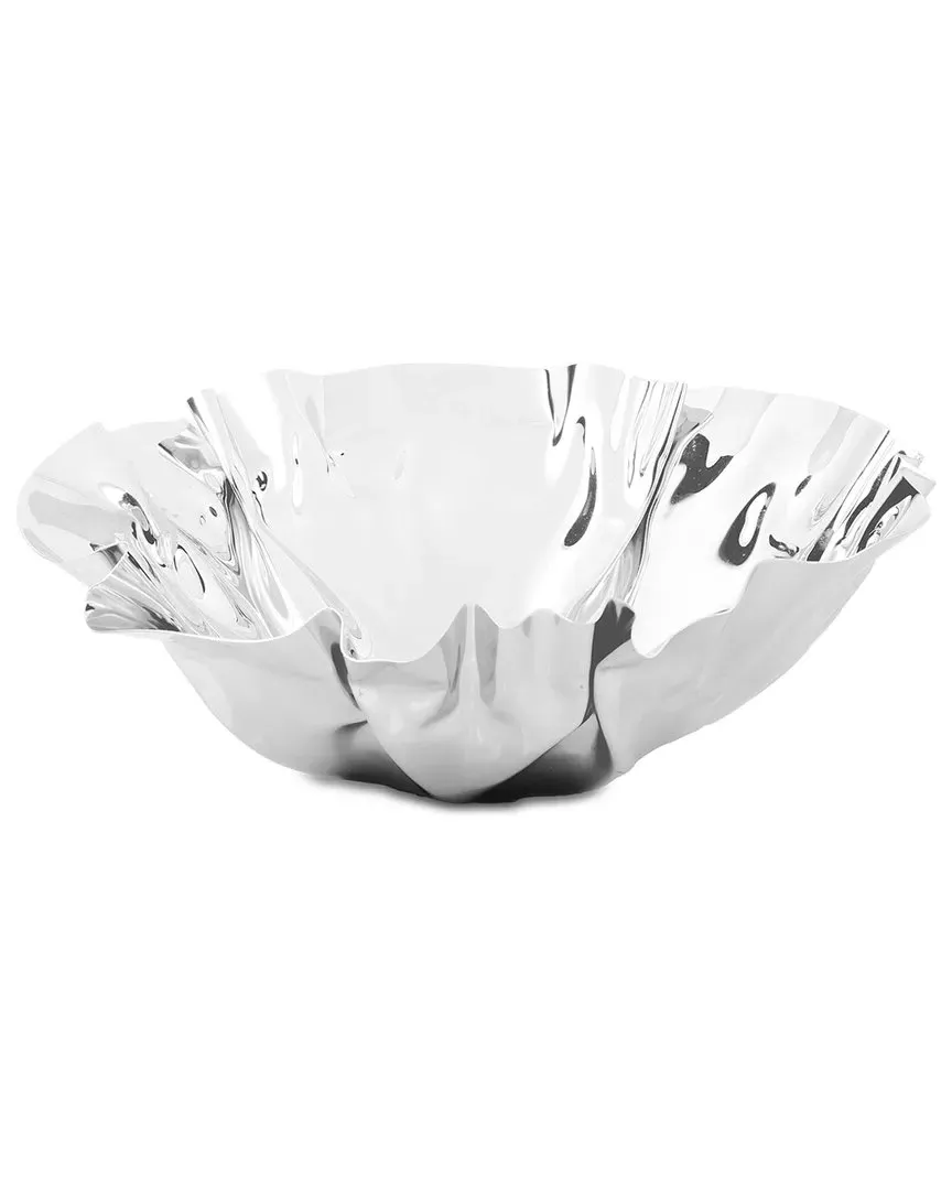 12.5in Round Wavy Serving Bowl - Silver, Stainless Steel