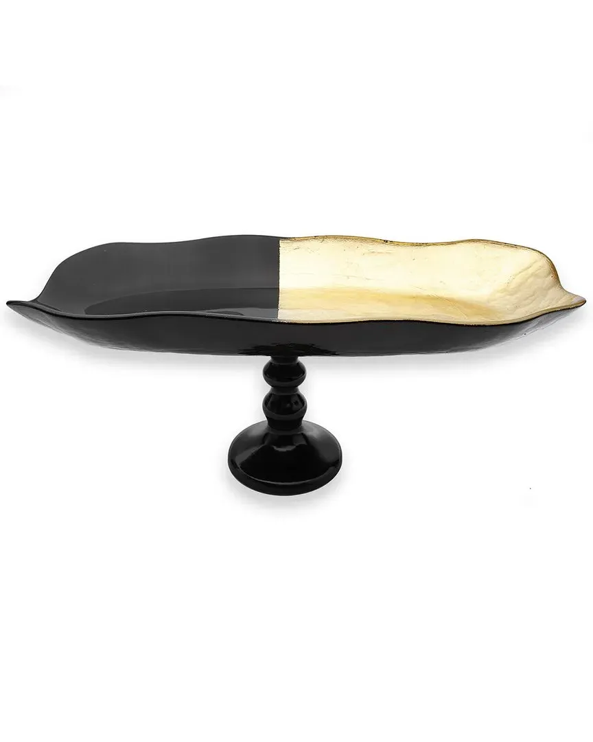 16in Large Footed Tray - Black, Gold image