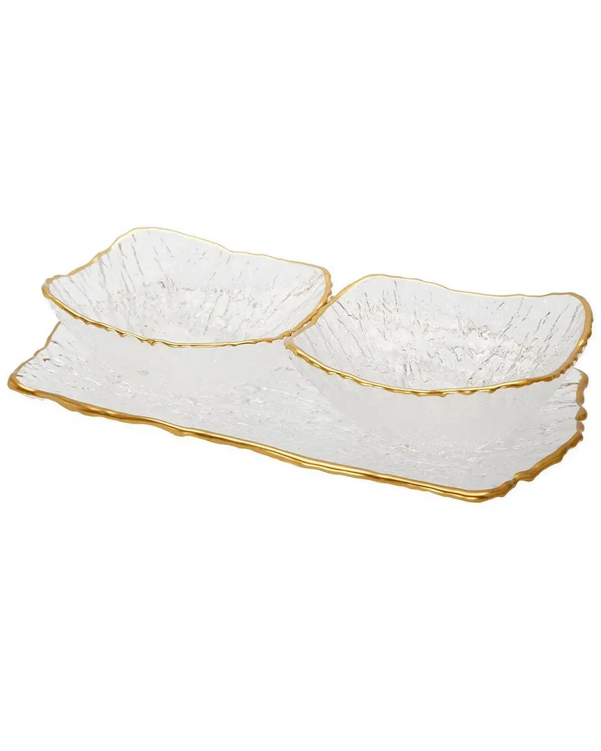 2-Bowl Relish Dish with Trim - Clear, Glass image