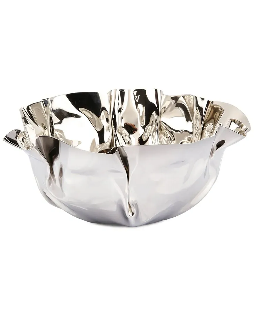 9.5in Round Wavy Serving Bowl - Silver, Stainless Steel image