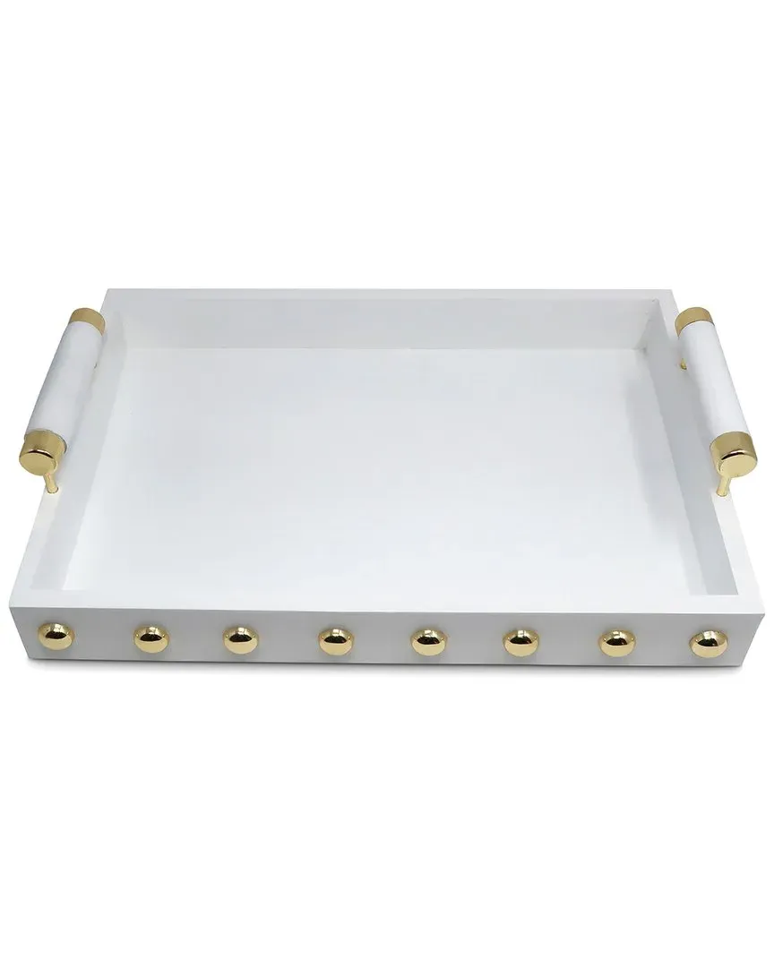 Ball Design High Gloss Decorative Tray with Handle - White