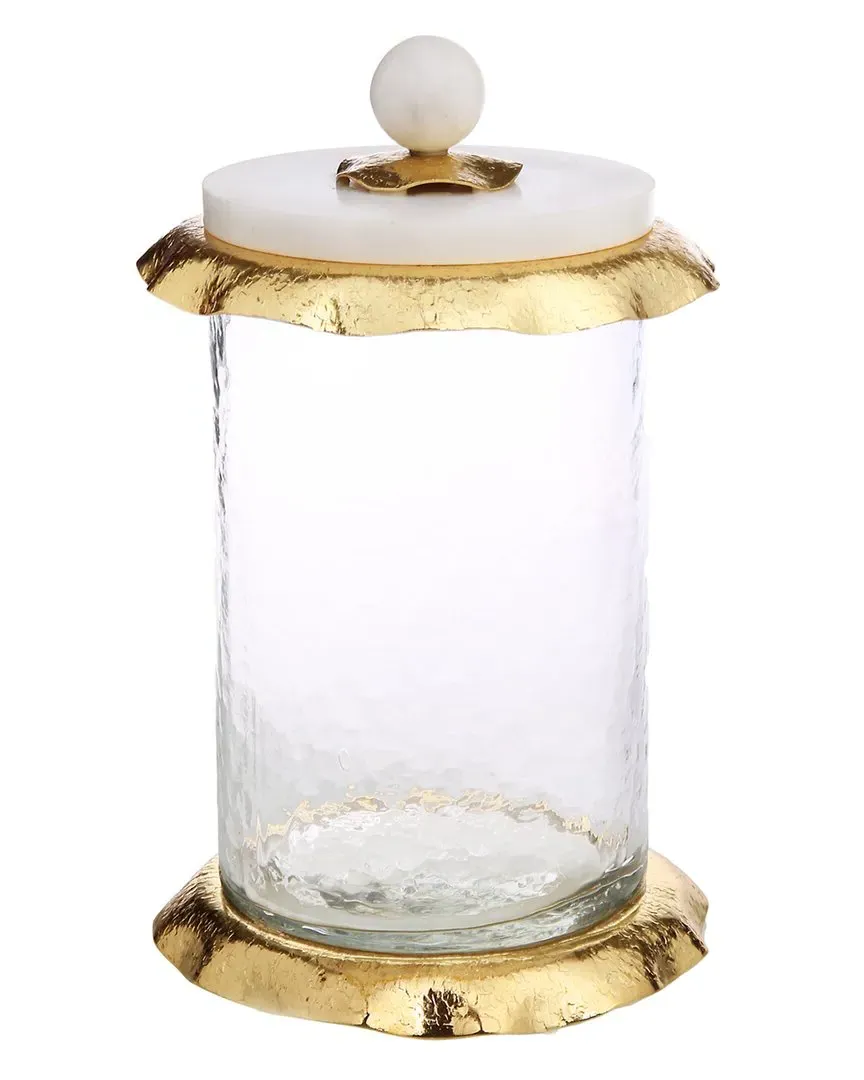 Large Glass Canister with Marble Lid - Gold image