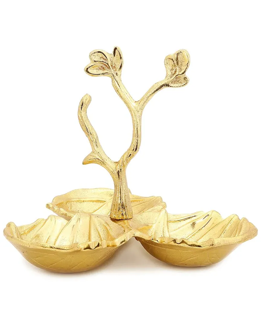 Leaf 3 Sectional Relish Dish - Gold, Stainless Steel image