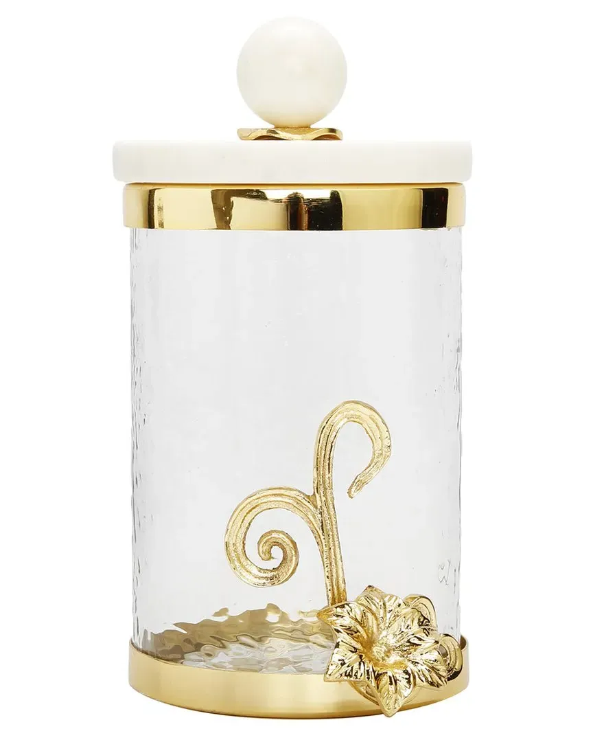 Medium Glass Canister with Marble Lid - Gold