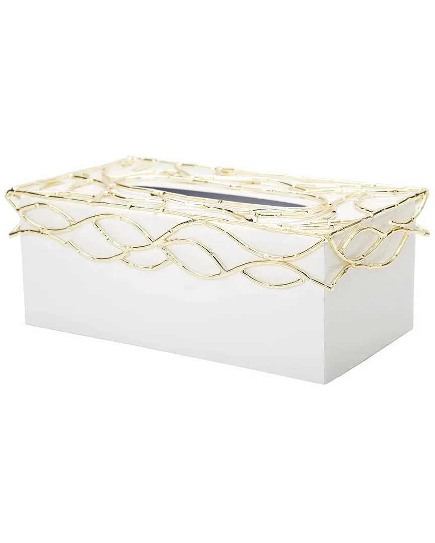 Mesh Design Tissue Box - White, Metal image