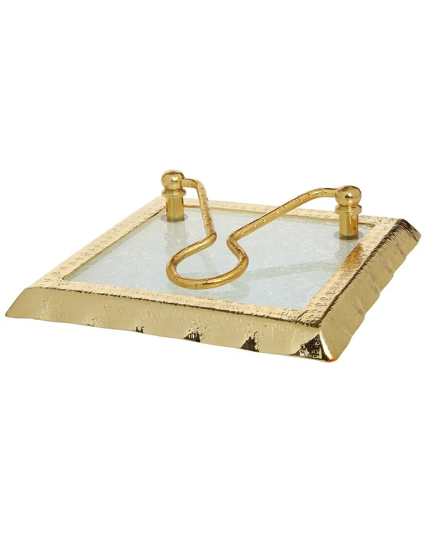 Napkin Holder with Gold Rim - Gold, Marble image