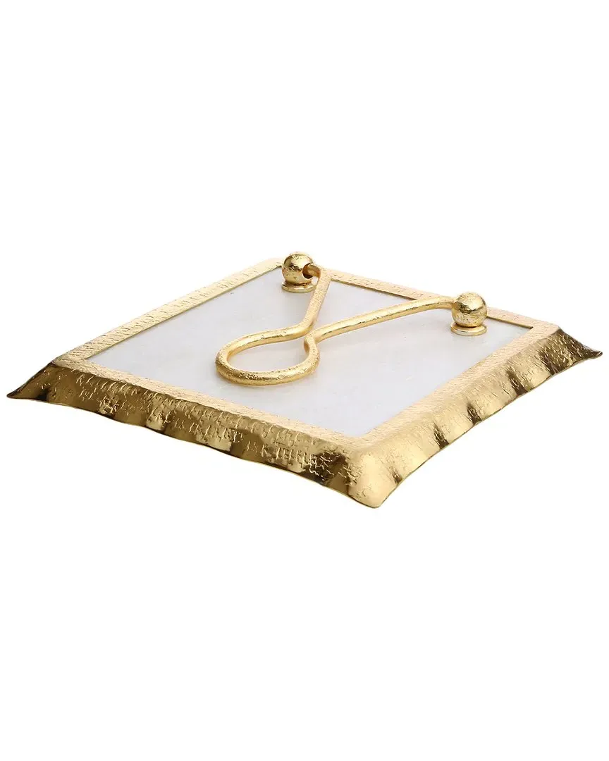 Napkin Holder with Ruffled Design - White, Marble