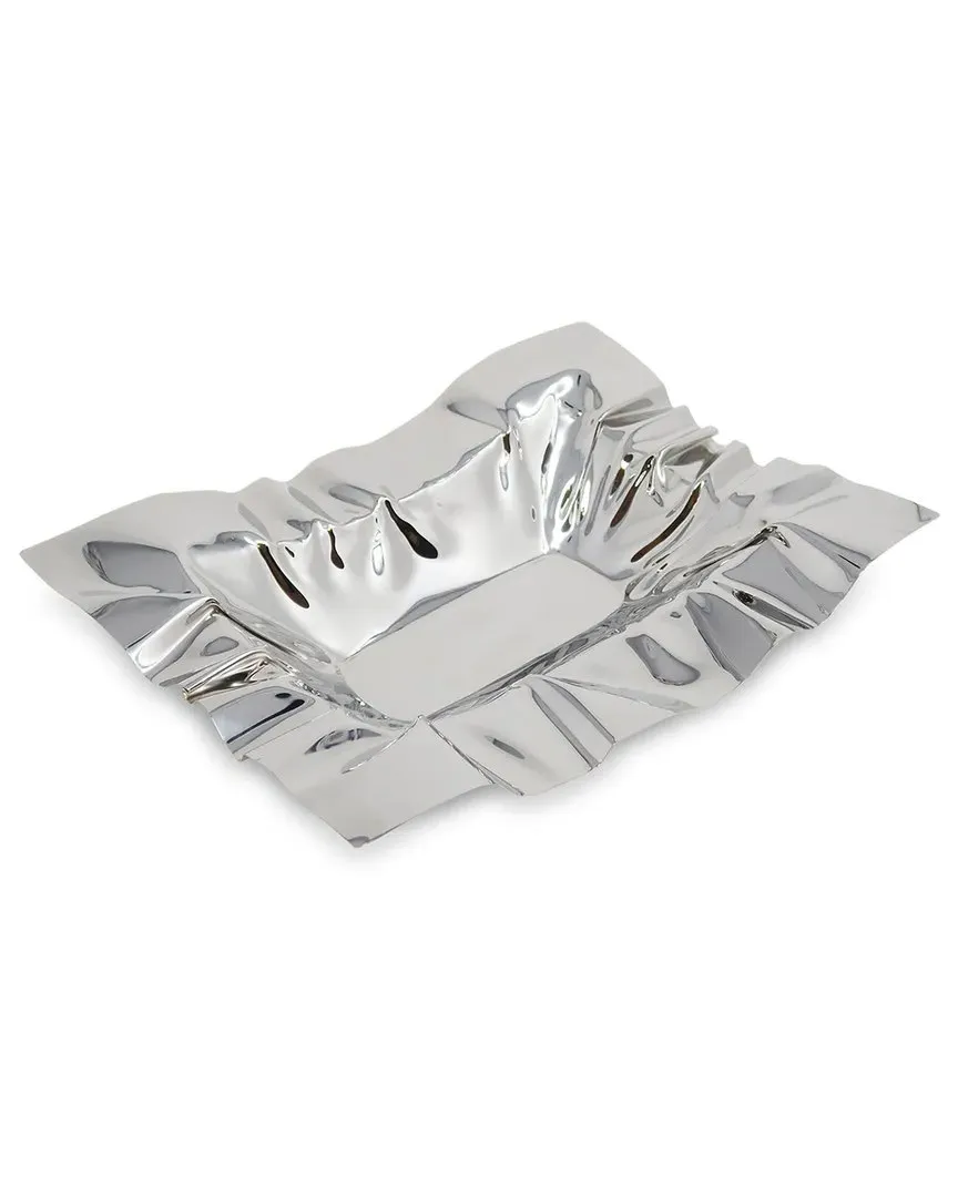 Rectangular Crumpled Bowl - Silver, Stainless Steel image