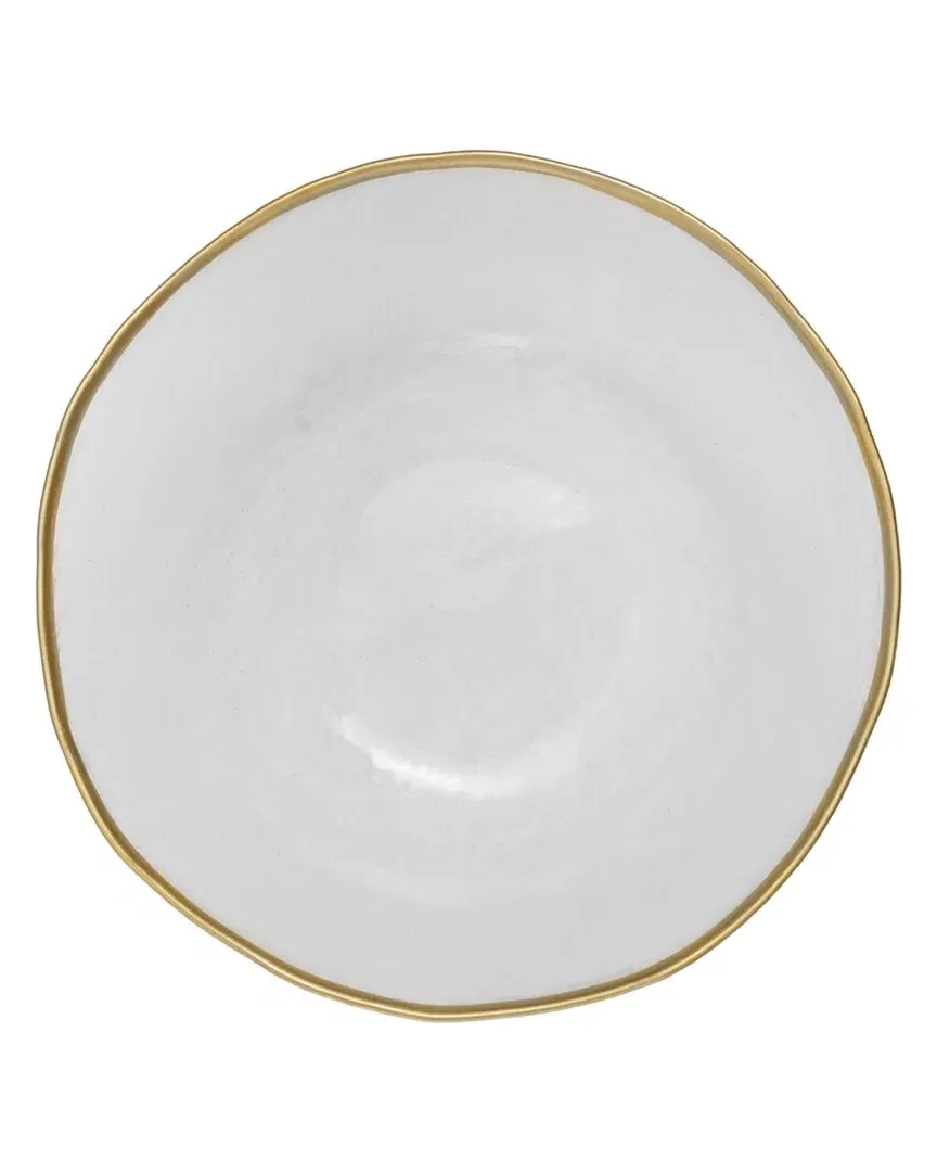 Set of 4 Clear Salad Plates with Rim - Gold, Glass