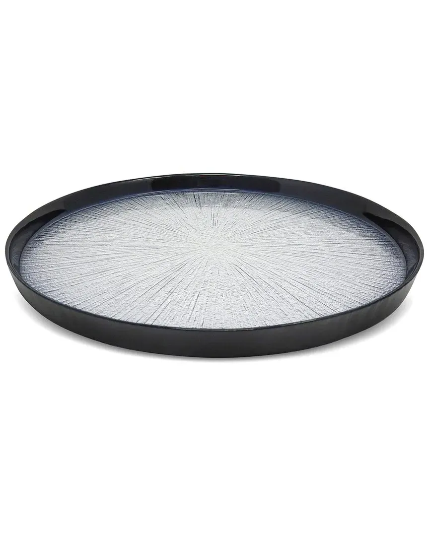 Set of 4 Crystal Glass Charger Plates - Black