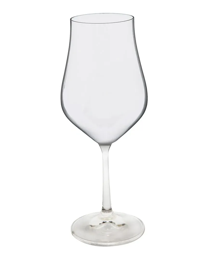 Set of 6 Wine Glasses with Clear Stem - White image