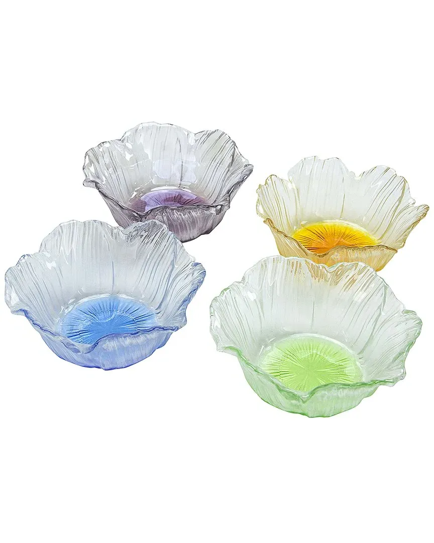 Set of Four 6in Flower Shaped Dessert Bowls - Multi image