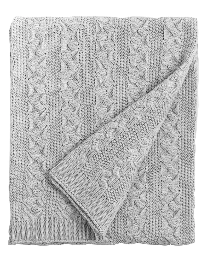Cable Knit Throw - Light Grey, Acrylic