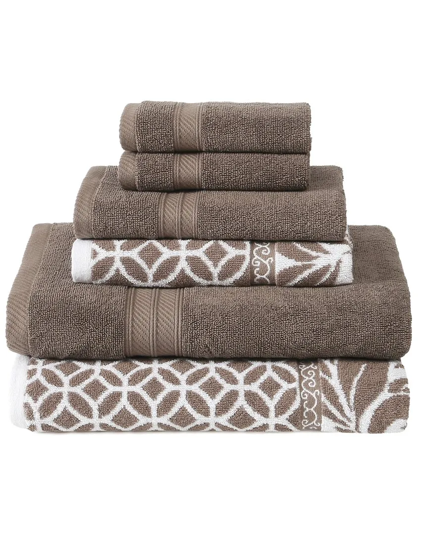 Modern Threads 6pc Reversible Trellis Towel Set - Mocha image