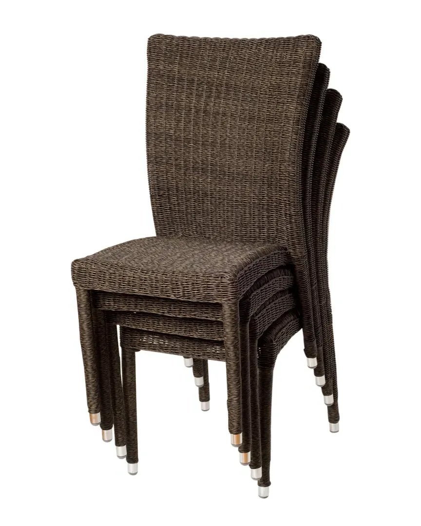 4pc Wicker Side Dining Chairs - Dark Brown image