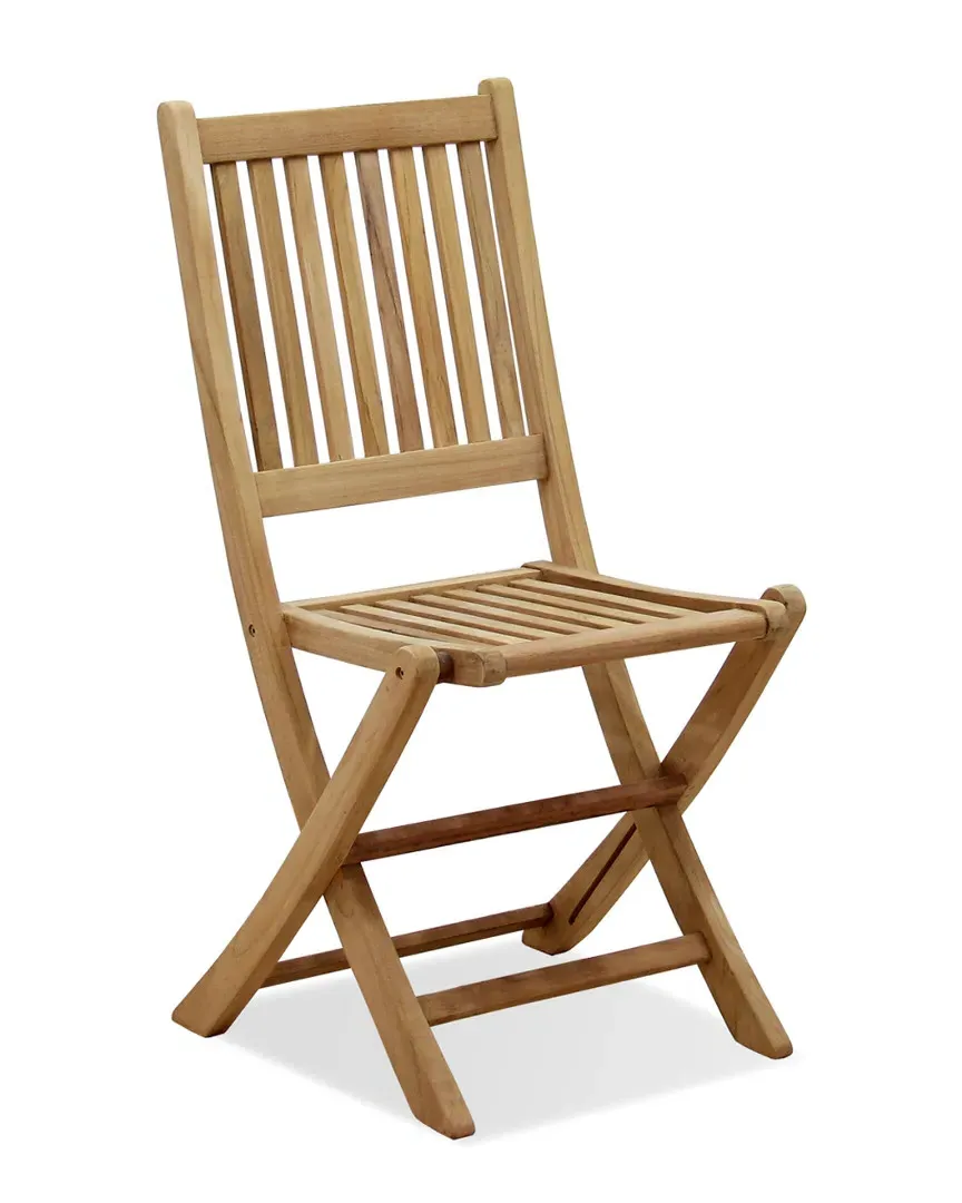 Teak 2pc Folding Dining Chairs - Brown image