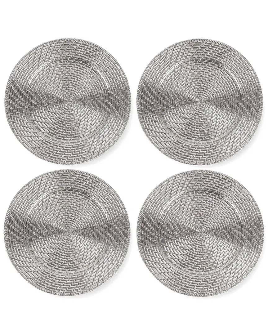Aurelie Set of 4 Charger Plates - Silver, Polypropylene