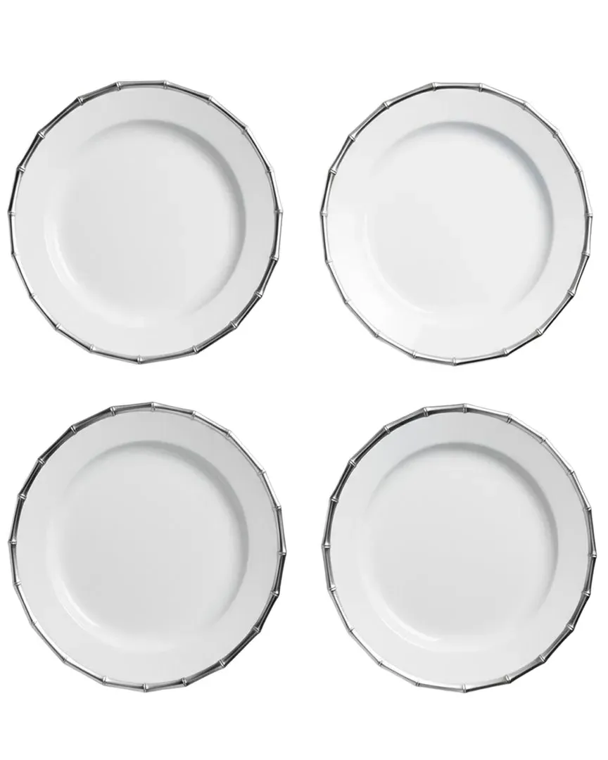 Bamboo Set of 4 Charger Plates - White, Polypropylene