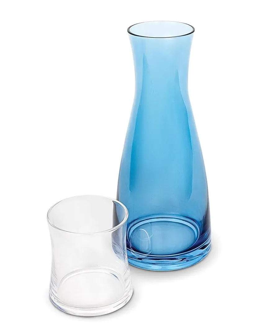 Bedside Carafe with Clear Tumbler 2pc Set - Blue, Glass