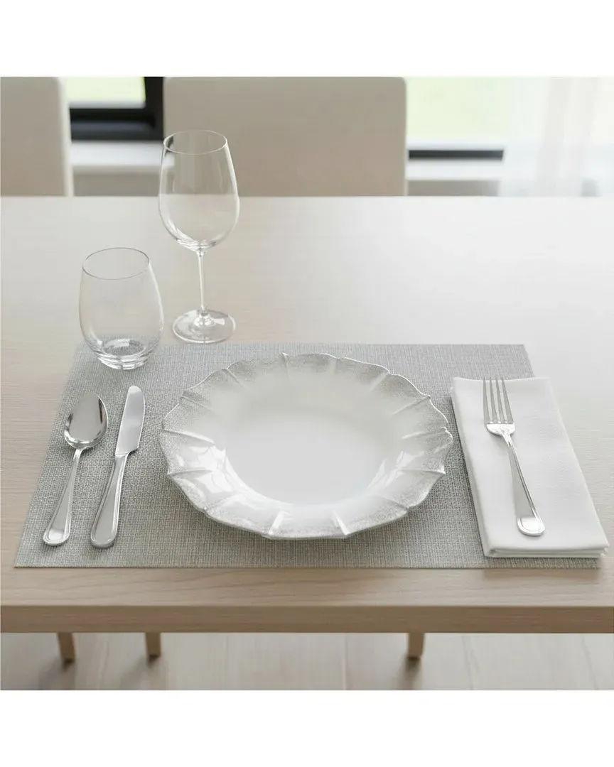 Contessa Glitter Rim Charger Plate - Silver, Glass