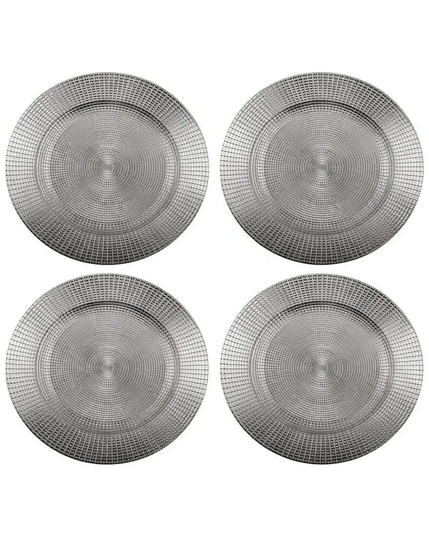 Estelle Set of 4 Charger Plates - Silver, Polypropylene