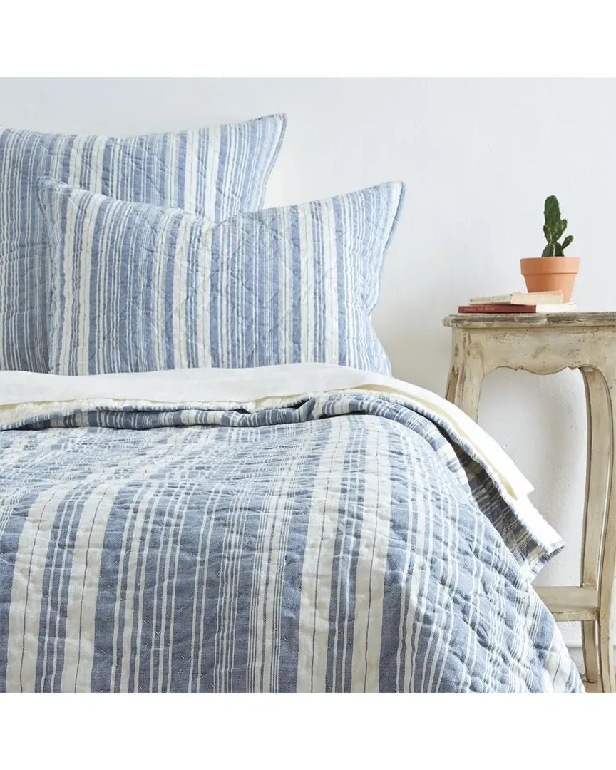 Aiden Striped Quilt - Blue, Linen Cotton image