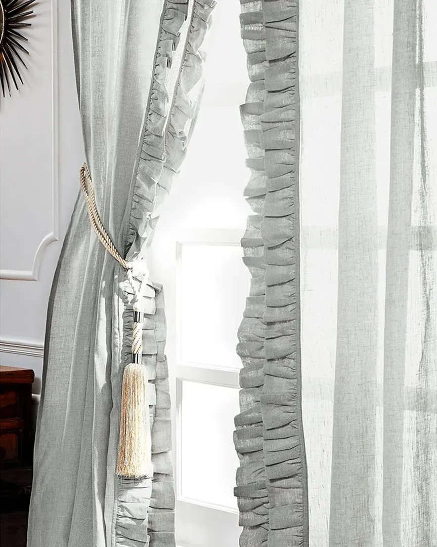 Basillo Curtain Panel Set - Green, Linen image