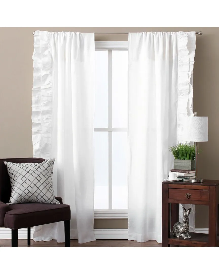 Basillo Curtain Panel Set - White, Linen