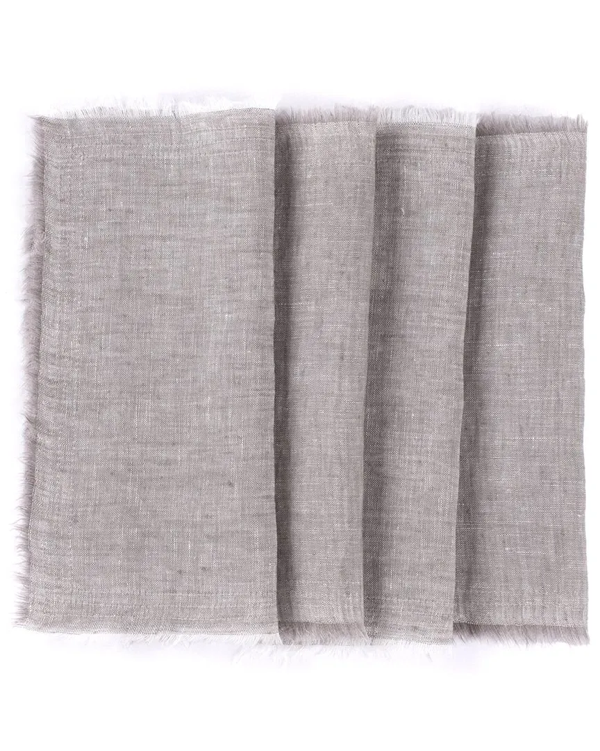 Brisbane Set of 4 Cocktail Napkins - Grey Chambray, Linen