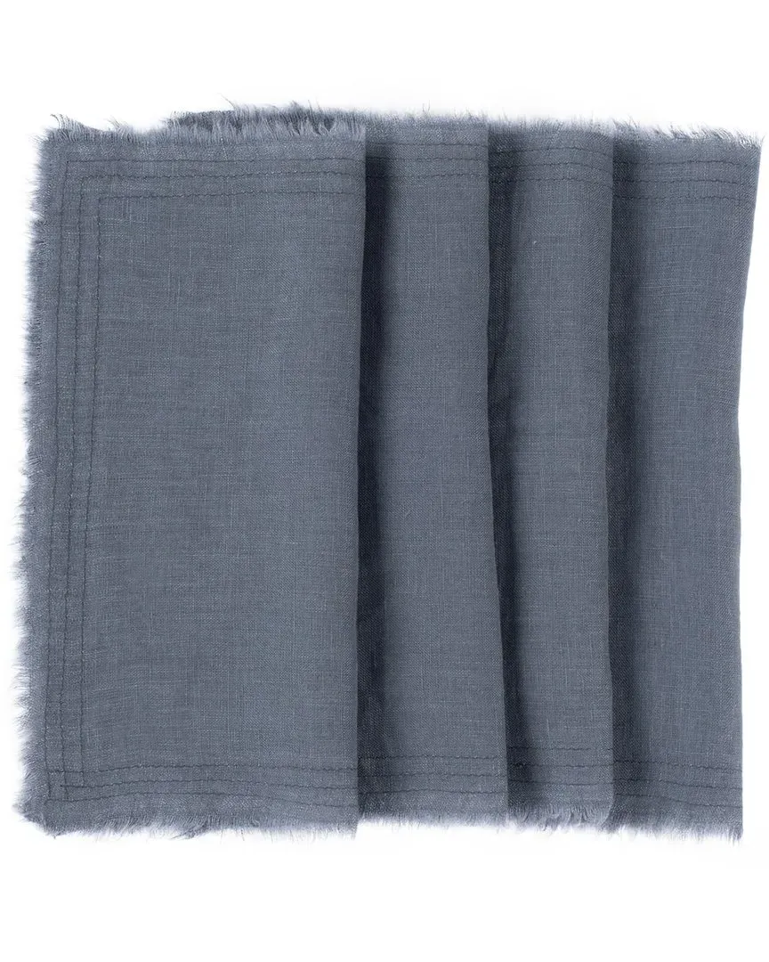 Brisbane Set of 4 Cocktail Napkins - Steel Blue, Linen