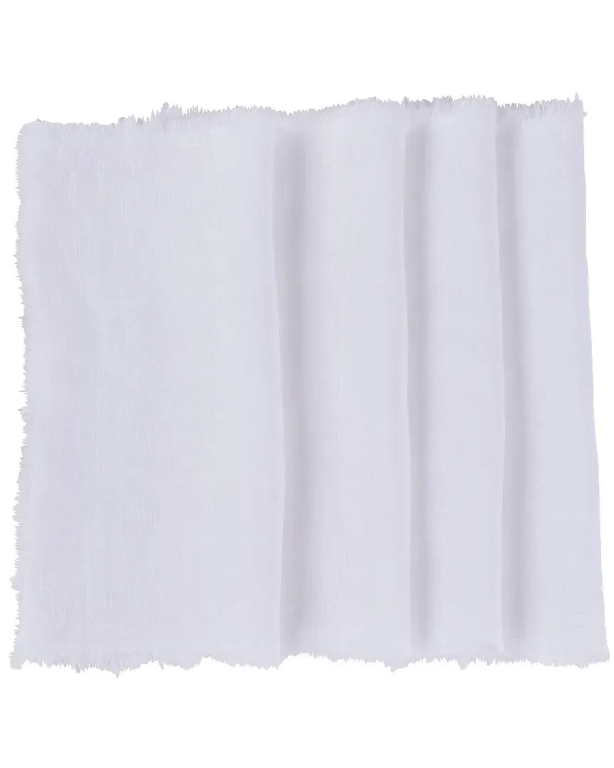 Brisbane Set of 4 Cocktail Napkins - White, Linen
