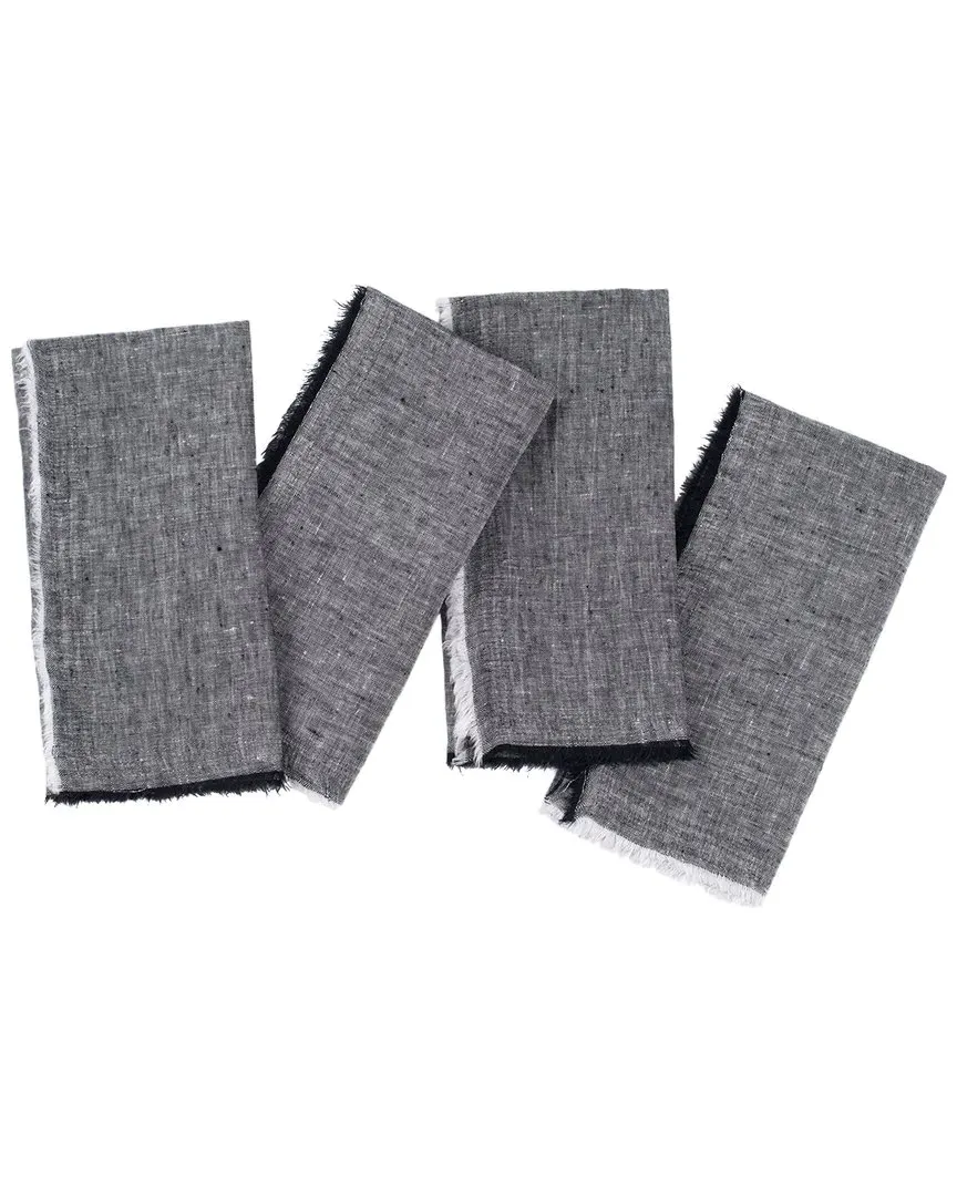 Brisbane Set of 4 Dinner Napkins - Asphalt, Linen