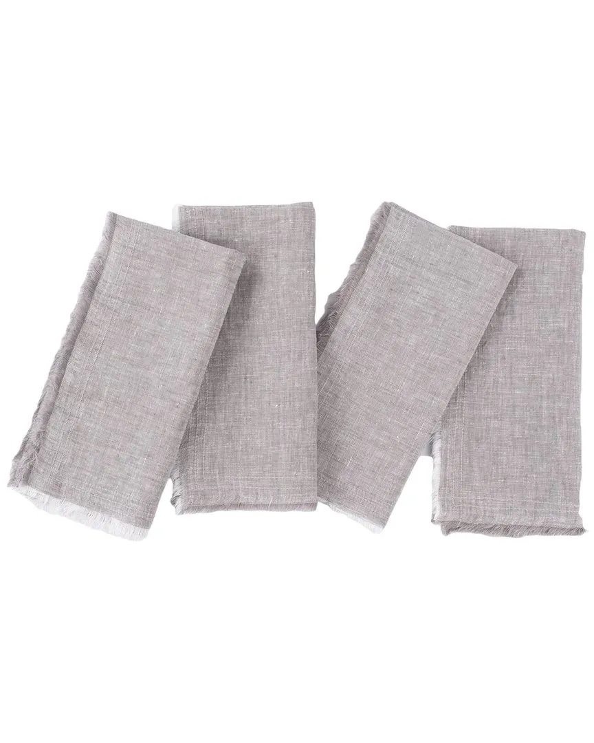Brisbane Set of 4 Dinner Napkins - Grey Chambray, Linen