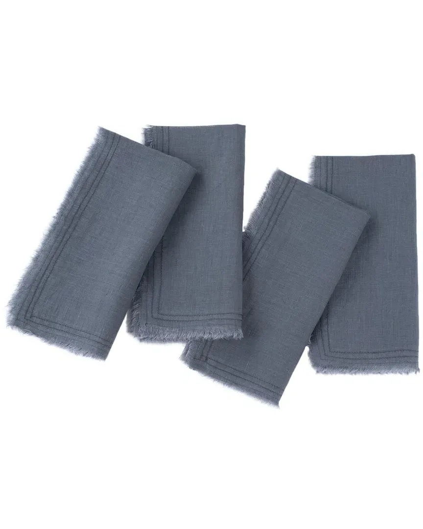 Brisbane Set of 4 Dinner Napkins - Steel Blue, Linen