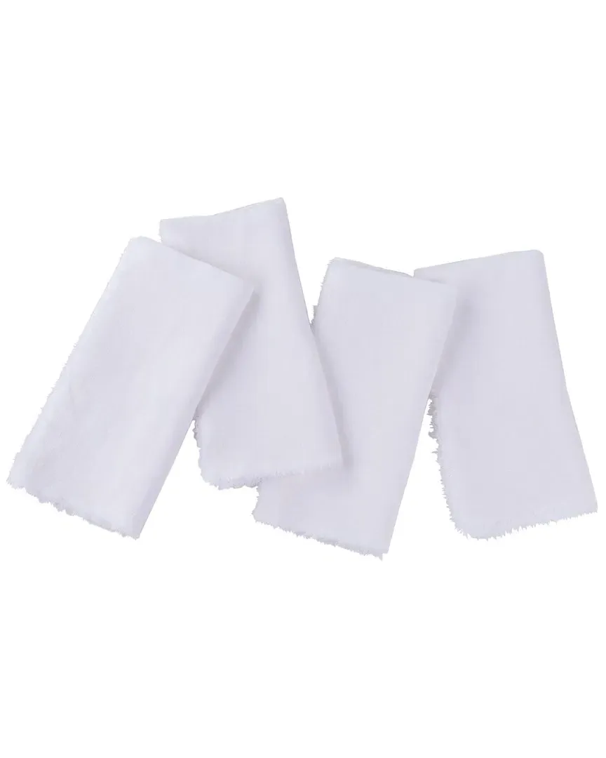 Brisbane Set of 4 Dinner Napkins - White, Linen