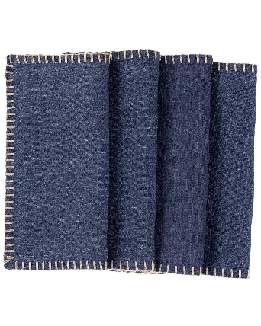 Bryce Set of 4 Cocktail Napkins - Indigo, Linen image