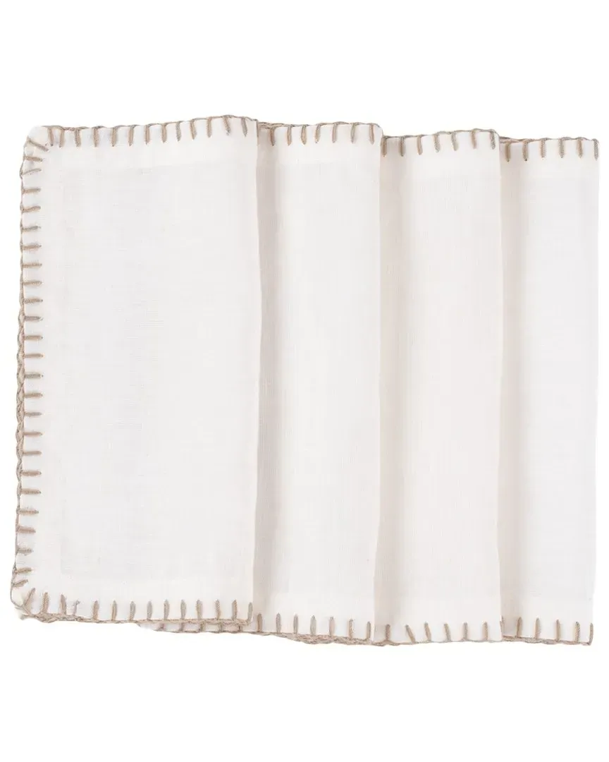 Bryce Set of 4 Cocktail Napkins - Ivory, Linen