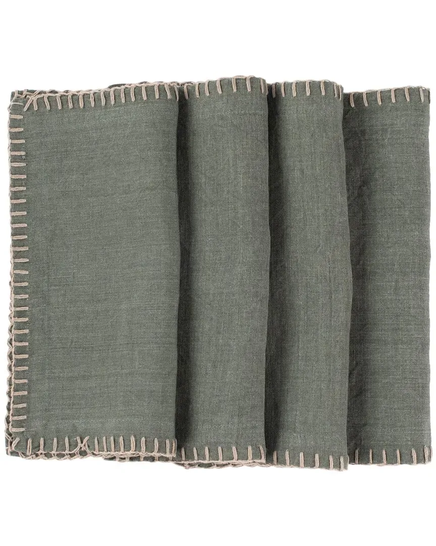 Bryce Set of 4 Cocktail Napkins - Kale, Linen