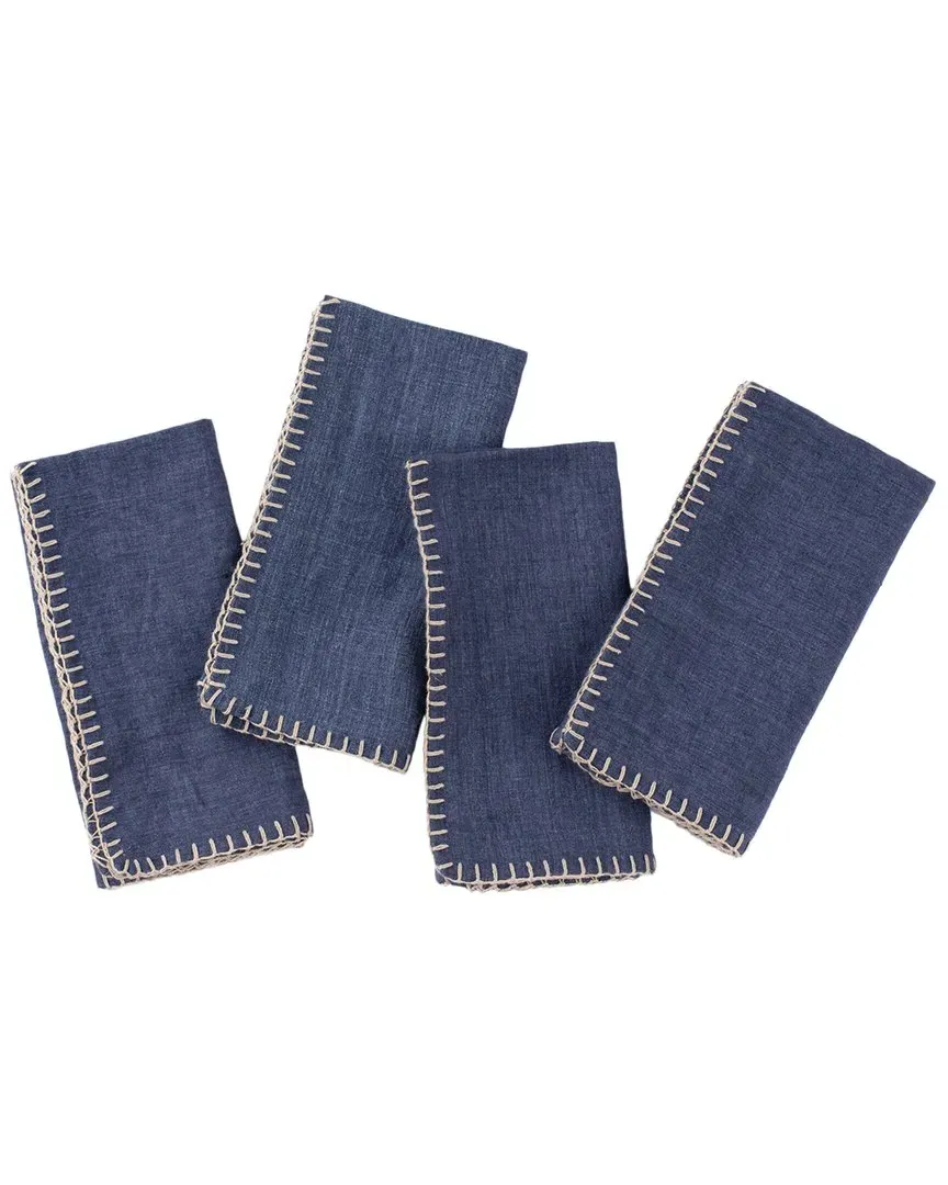 Bryce Set of 4 Dinner Napkins - Indigo, Linen