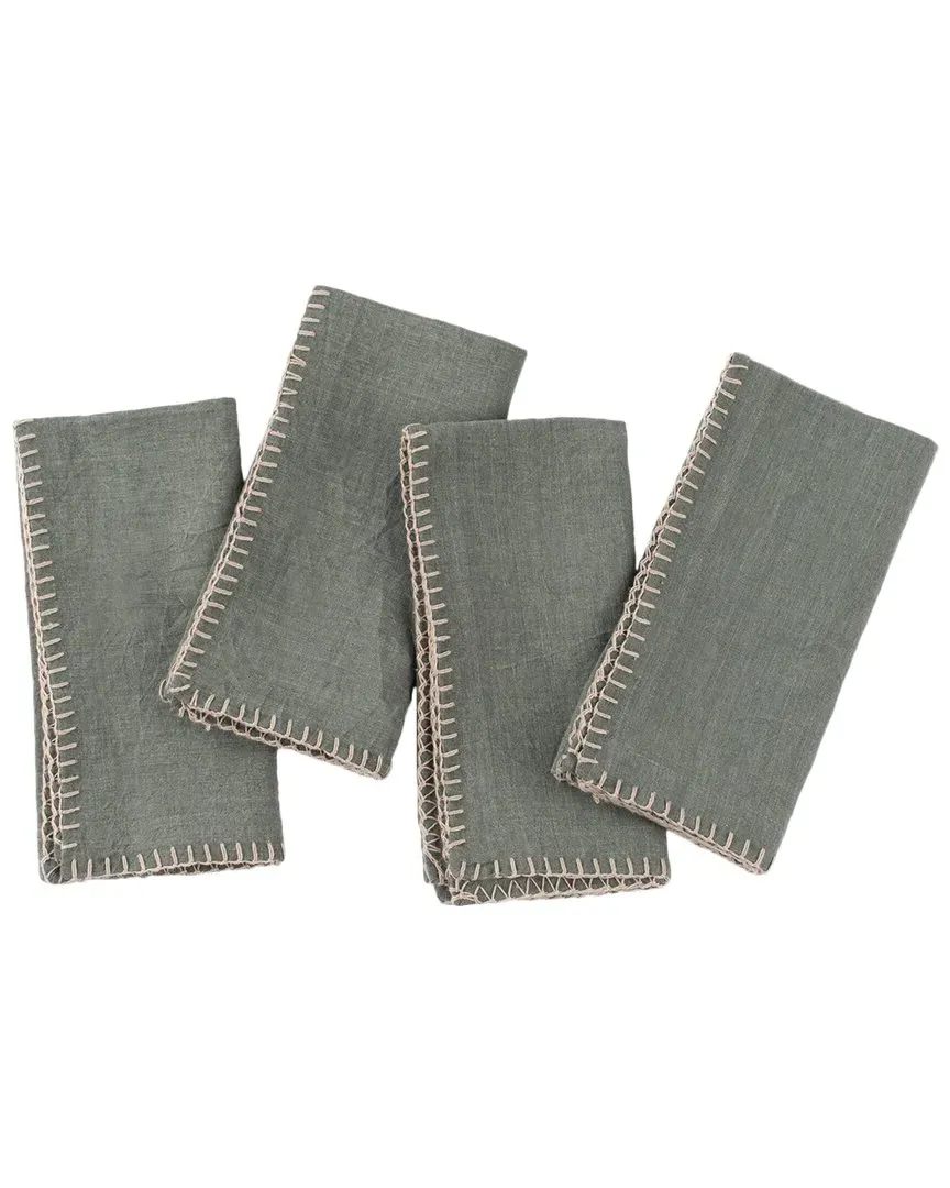Bryce Set of 4 Dinner Napkins - Kale, Linen